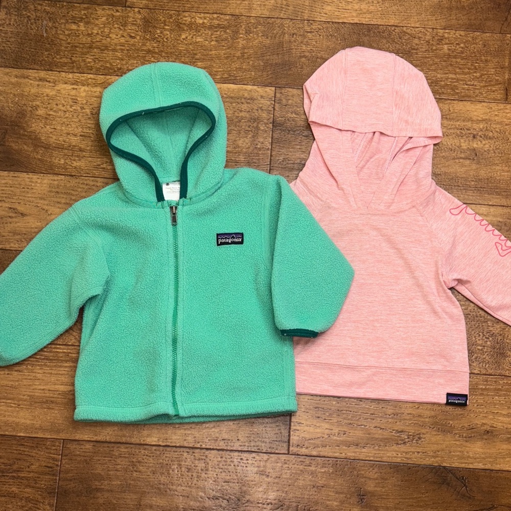 Patagonia Kids 6mo Bundle Fleece Hooded Jacket and Performance Hooded Pullover